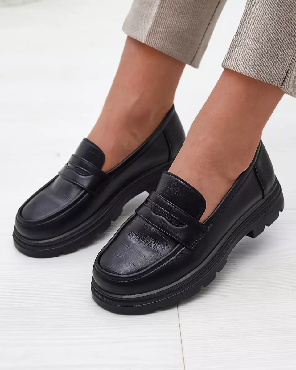 Жіночі мокасини з екошкіри чорного кольору Raffiv- Footwear