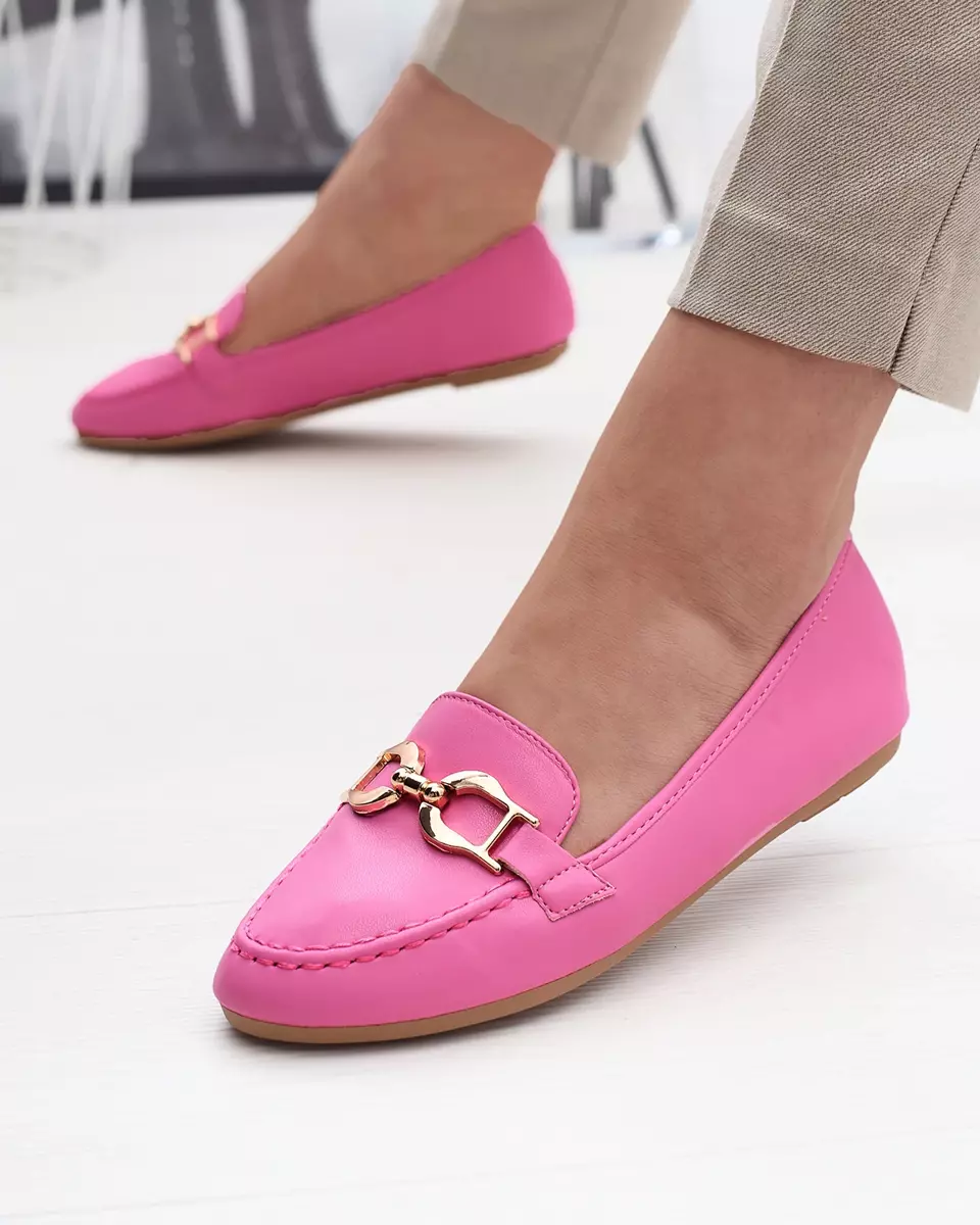 Жіночі мокасини з екошкіри з декором в рожевому кольорі Qivett- Footwear