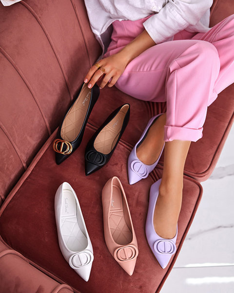 Жіночі рожеві гострокінцеві балерини з орнаментом на носочку Manico - Взуття
