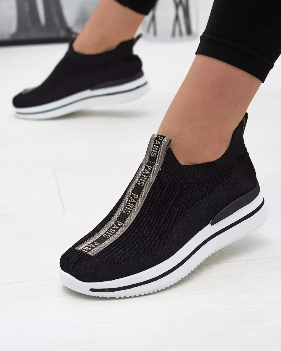 Жіночі спортивні кросівки-сліпони з написом чорного кольору Cerppa- Footwear
