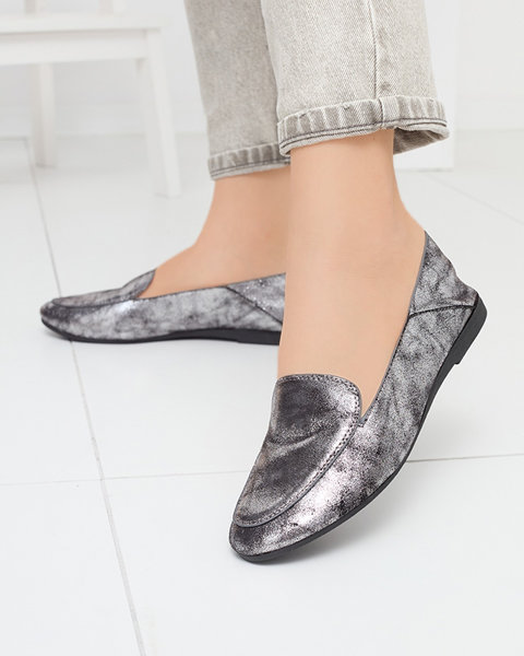 Жіночі сріблясті мокасини з блискітками Illeco- Footwear