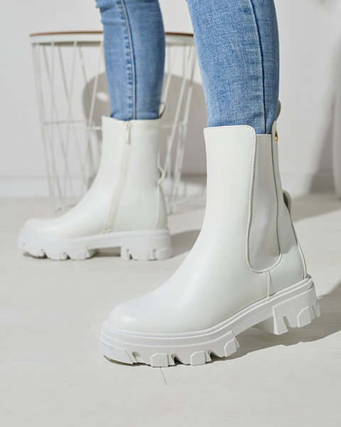 Жіночі високі черевики білого кольору Vyvieva- Взуття
