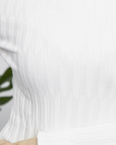 Жіночий білий светр в рубчик - Одяг