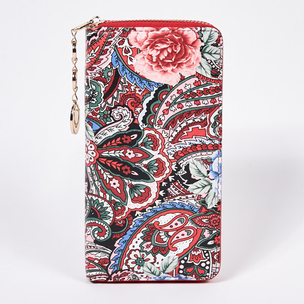 Жіночий червоний великий гаманець з модним малюнком - Фурнітура