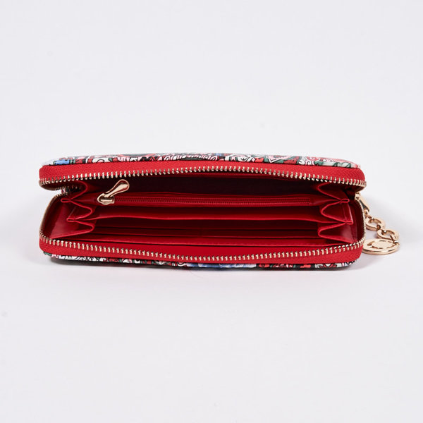 Жіночий червоний великий гаманець з модним малюнком - Фурнітура